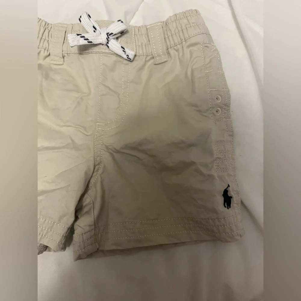 Ralph Lauren Cotton Tan Chino Drawstring Baby Boy Polo Shorts